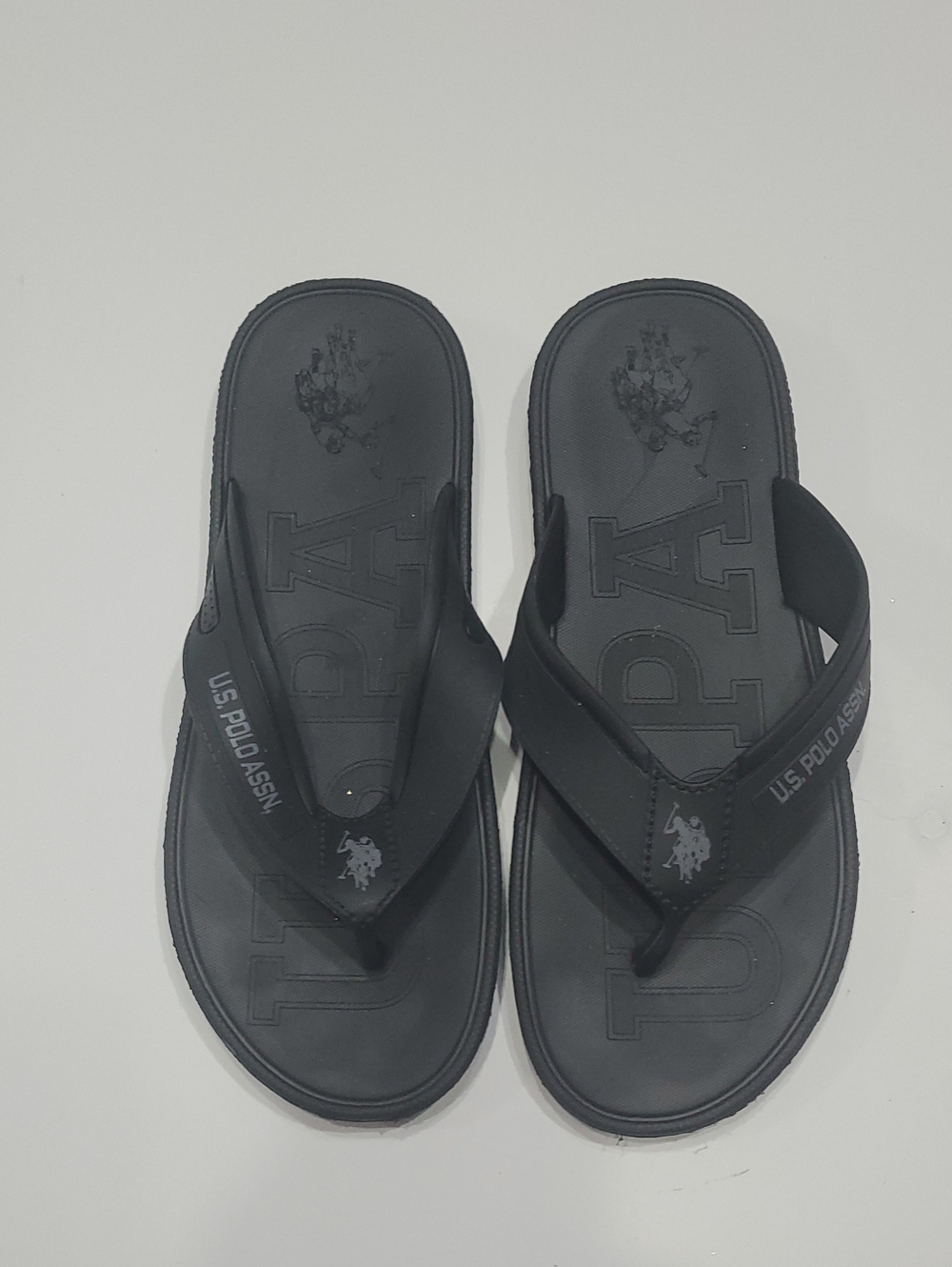 U.S. Polo Assn. Black Men's Logo Flip Flops